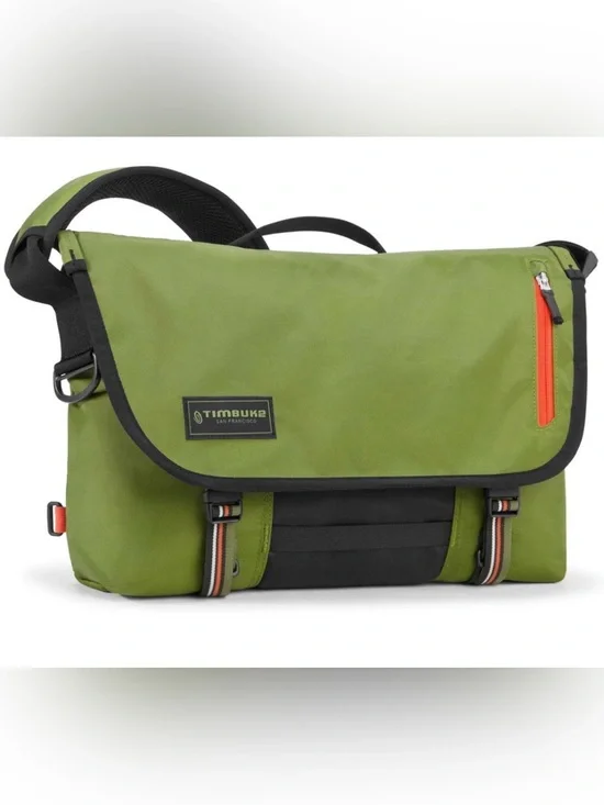 Timbuk2 Olive Green, Black & Orange Messenger Bag.