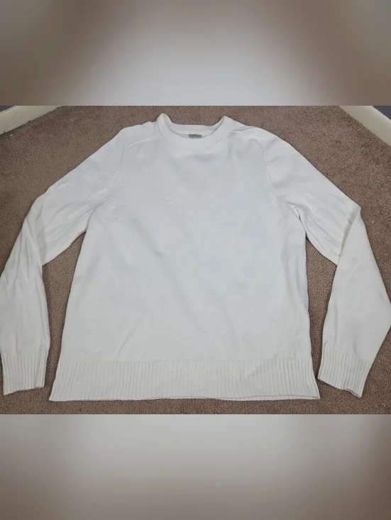 J. Crew Cream Ribbed Knit Crewneck Sweater