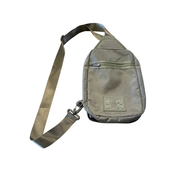 True Religion Olive Green Canvas Crossbody Sling Bag Tactical Streetwear Small