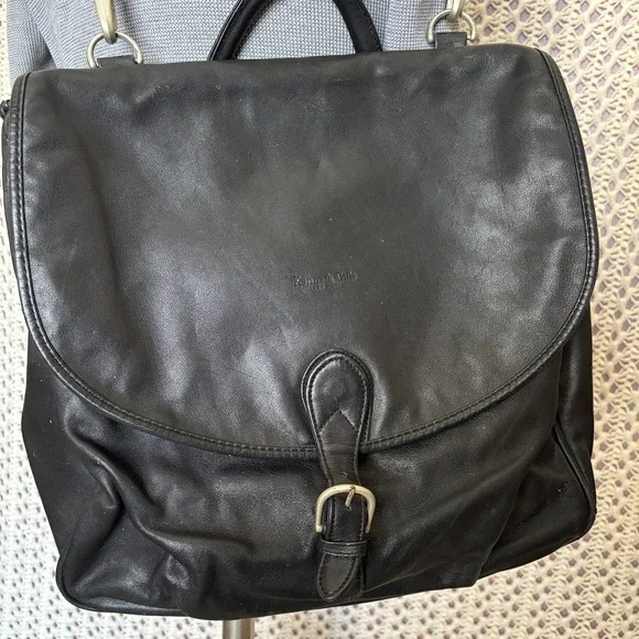 Kenneth Cole‎ Reaction Leather Messenger Bags Flap-Over Closure SZ 15X12 Black