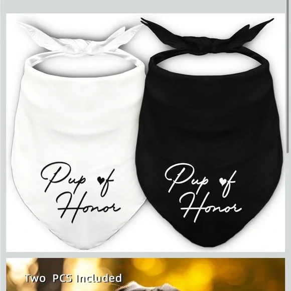 Pup of Honor Dog Bandana Set - Black and White wedding special event