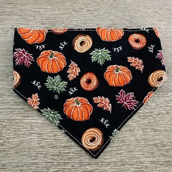 Fall Dog Farmhouse Pumpkin Bandana Neck Collar M