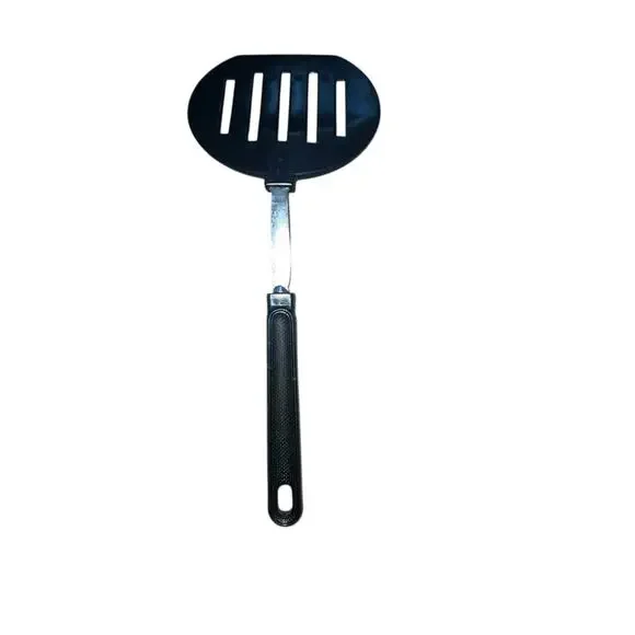 VINTAGE WIDE rounded 5 slotted  black EKCO U.S.A. SPATULA cook wear utensils 11