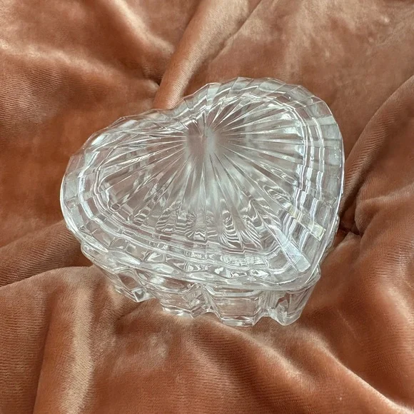 Glass Heart Trinket Candy Jewelry Box Valentine Love ❤️ Vintage #2