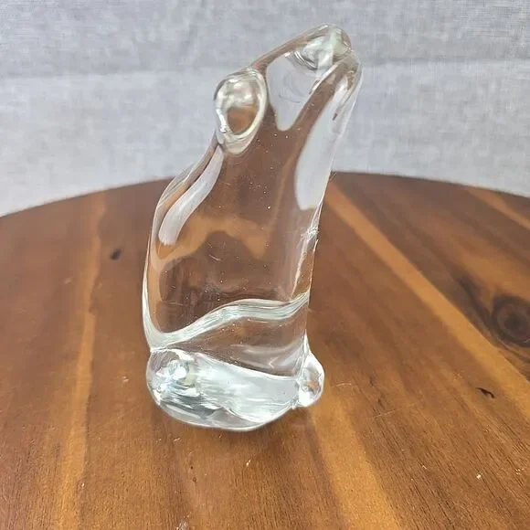 Vintage FM Ronneby Konstglas Sweden‎ MCM Art Clear Glass Frog Paperweight 4.5”