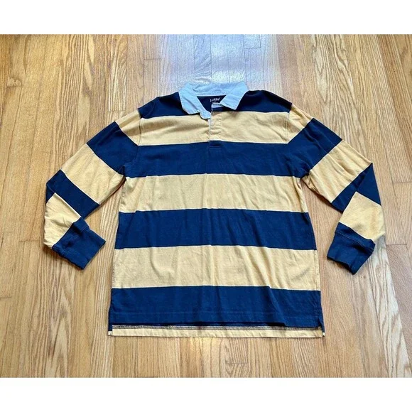 J. Crew Knit Rugby Polo Sweater, Yellow/Navy/Cream, Men’s