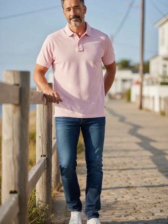 J.Crew Men’s Pink Pique Polo Shirt Size Medium NWT