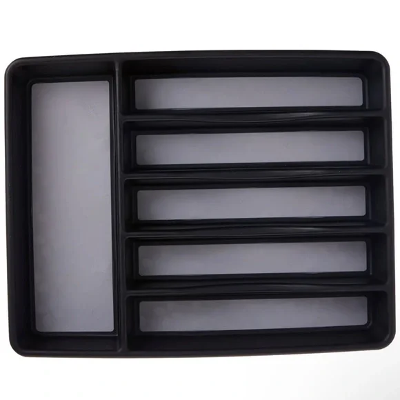 Rubbermaid No-Slip Large, Cutlery Tray‎ Organizer, Black with Gray