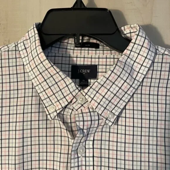 J. Crew long sleeve slim pink blue and‎ white shirt, size XL