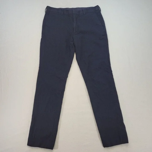J.Crew Ludlow Pants Mens 33x32 Navy Blue Slim Fit Wool Blend Chino Trousers