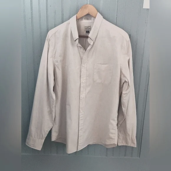 J. Crew Men's Beige Button-Up Shirt | Secret Wash | Slim Stretch | XL