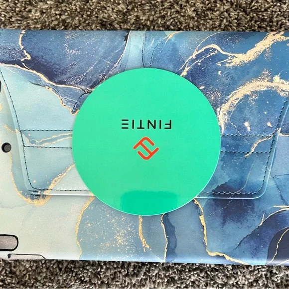 Fintie iPad Pro‎ 10.5 Rotating Case with Pencil Holder Ocean Marble Blue Gold