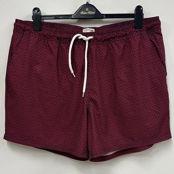 J. Crew Men's Maroon Patterned Swim Trunks