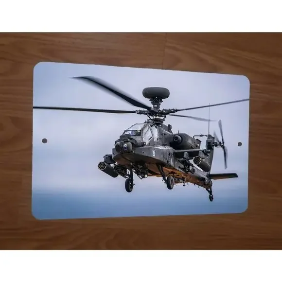 AH-64E Apache Guardian Helicopter 8x12 Metal Wall‎ Sign