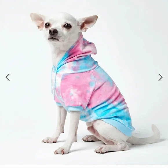 NWT Spark Paws Velvet 90's Retro Colorful Tie-Dye Dog Hoodie In Size Med H19