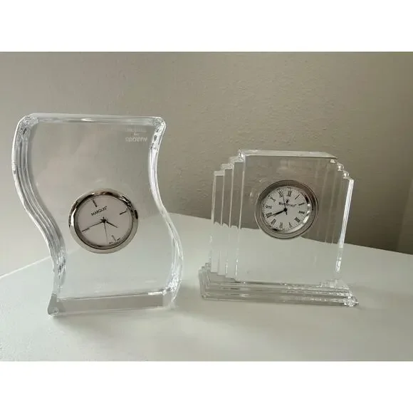 Waterford & Marquis | Set Of 2 Small Crystal Desk Clocks | Collectible