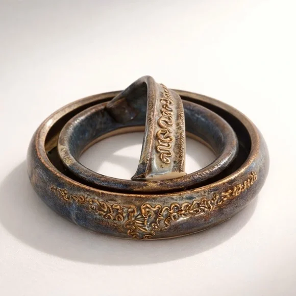 GORGEOUS HANDMADE PANSY RING BLUE/BROWN PANSY RING IN‎ PERFECT VINTAGE CONDITION