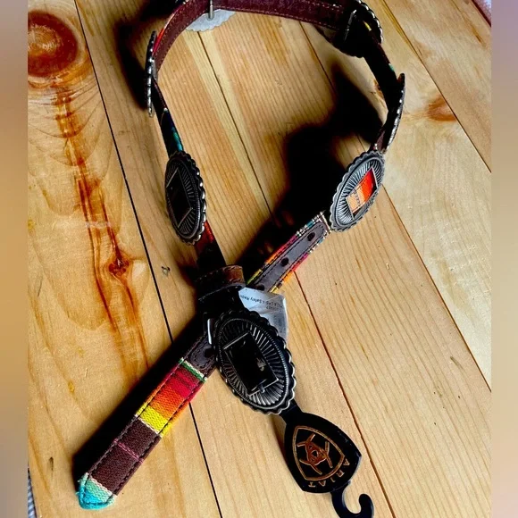 Ariat Western Girls Belt Kids Serape Oval Silver Conchos Multi‎ Colored A1306997