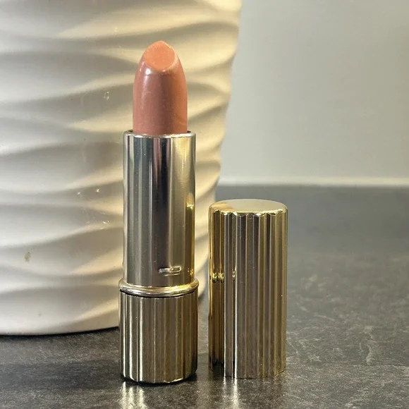 NEW Estee Lauder Mocha Pink‎ All Day Lipstick Gold Ribbed Case Vintage HTF