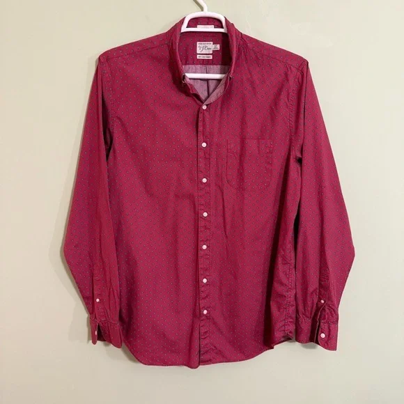 J. Crew Red Casual Button Down Shirt Classic Cotton men’s large‎ tall