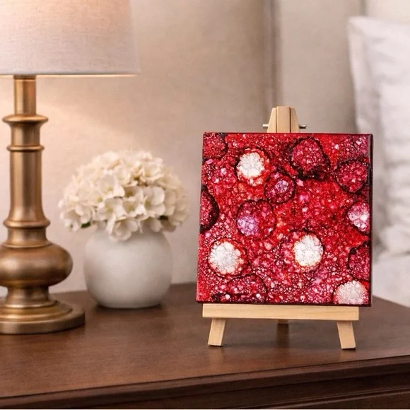 Hand Crafted shades of Red abstract original Decorative Tile