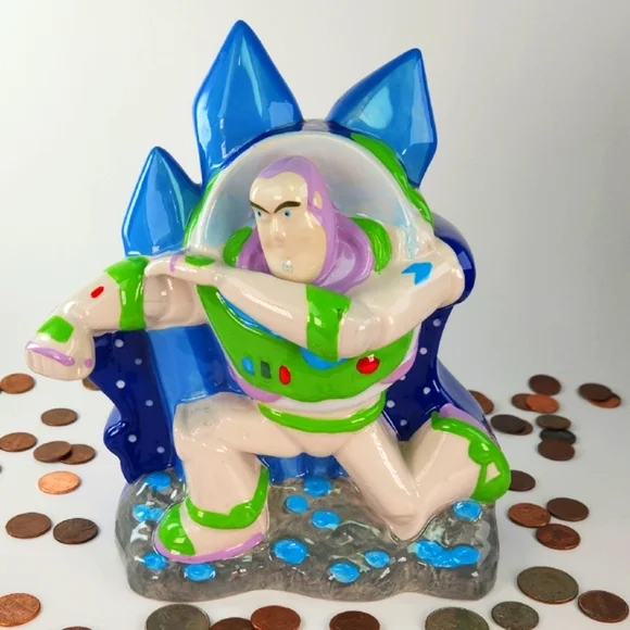 Disney/Pixar BUZZ LIGHTYEAR Ceramic Coin Bank, VTG 90s EUC Toy Story