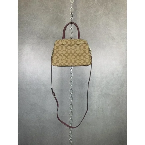 COACH LILLIE Mini Carryall Crossbody Signature Canvas Boysenberry 91494 $398