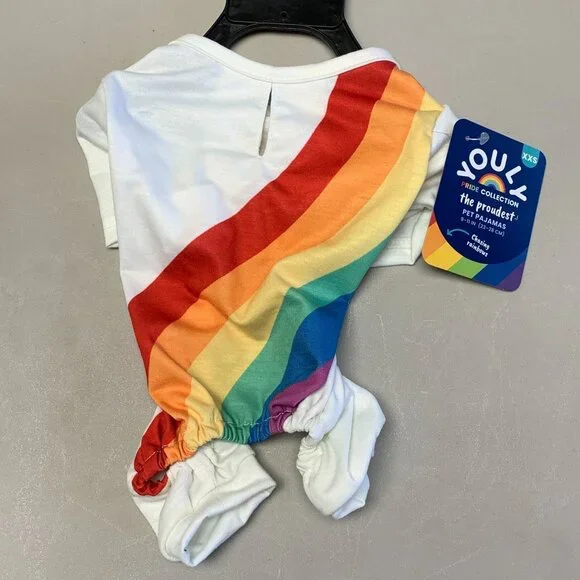 Youly Pet Dog Pajamas Pride Collection XXS Rainbow Print 9-11