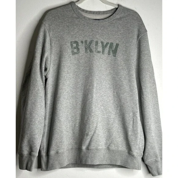 J.Crew B'klyn Crew Neck Sweatshirt Graphic Gray Green Fall 2019 Cursive Label