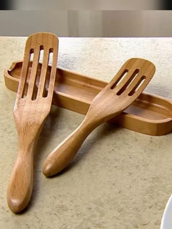 Mad Hungry 3-Piece Bamboo Slotted Spurtles Set with Stand