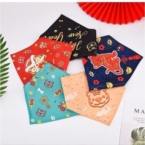 NEW Dog Bandana Chinese New Year Themed Set of 12 Bandanas Scarfs Puppy