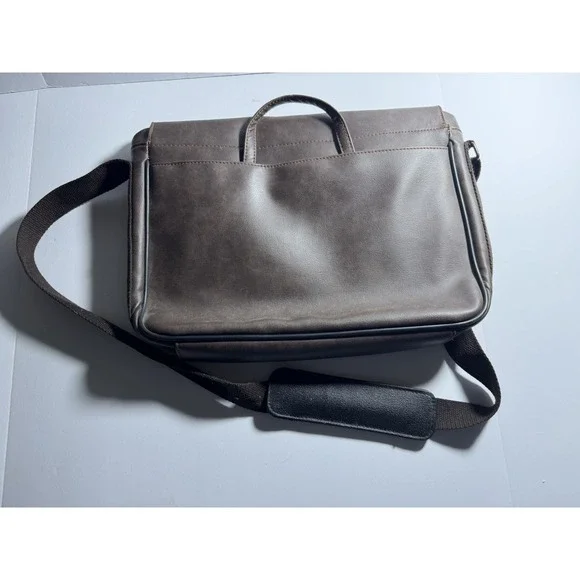 Debco Messenger Bag Mens Brown Faux Leather Laptop Crossbody Professional B1633‎