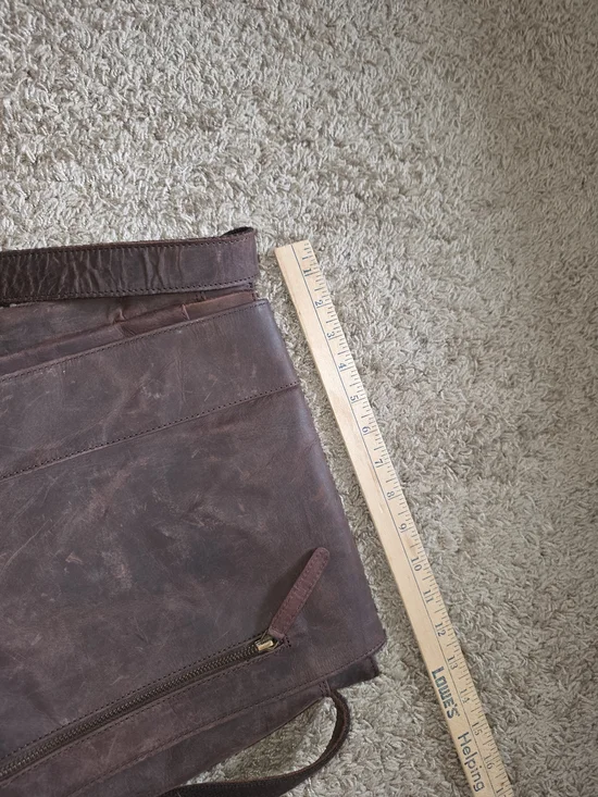 ESTALON Dark Brown Leather Messenger Bag for Men