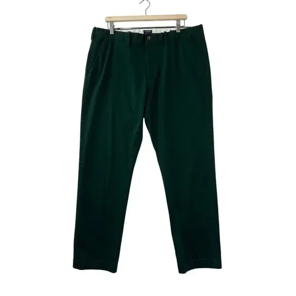 J. Crew Straight Fit Flex Chino Pants H3186 Dark Green W38 L32 Cotton Workwear