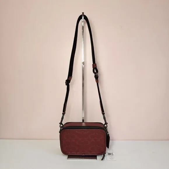 NWT COACH CM153 Wyatt Crossbody In Signature & Smooth Calf Leather Wine Multi