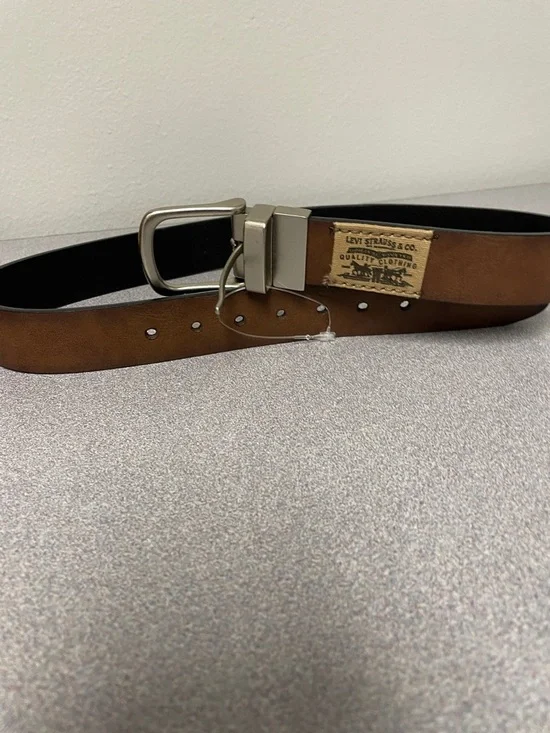 Levi's Kids Brown and Black Reversible Belt with Silver Buckle Size M