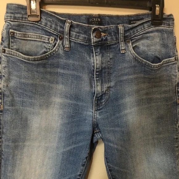 J.Crew Flex Straight Leg Jeans Mens Sz 30x30 Light Blue Stretch Denim Whisker
