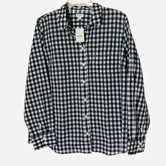 New J.Crew Navy and White Checkered Men's Shirt Long Sleeve, Button Down Sz XL