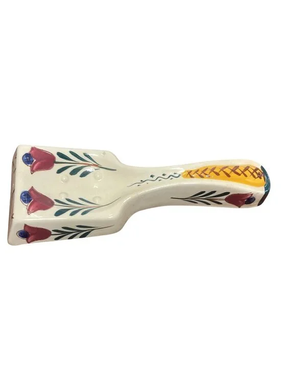Vtg Hand Painted Ceramic Spoon Rest With Tulip Design Made In Japan 8