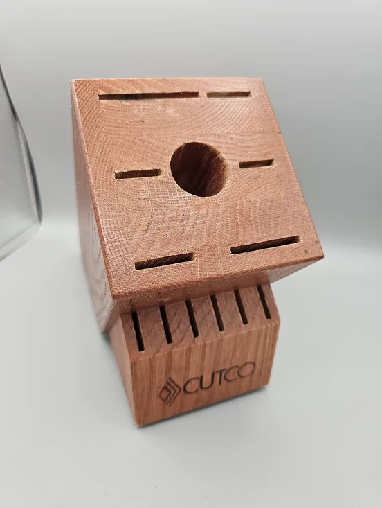 Cutco‎ Knife Block 13 Thirteen Slot Honey Oak USA Made Solid Wood Holder Storage