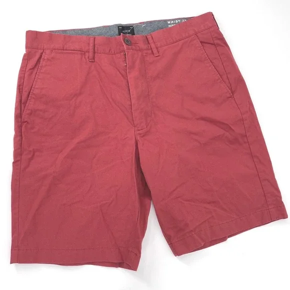 J.Crew Re-Imagined Mens Chino Shorts Red Size 32 9 Inch Inseam Stretch Cotton