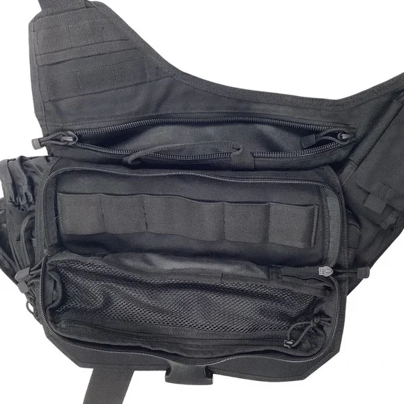 Rapdom Tactical Gear T311 Black Messenger Bag MOLLE Shoulder Utility EDC Pack