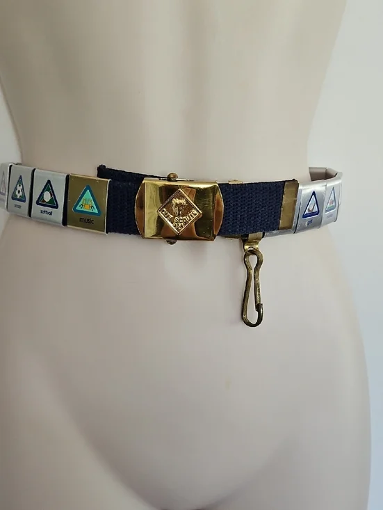 Vintage Cub Scouts USA Belt & Buckle With Loop Slide Badges 27