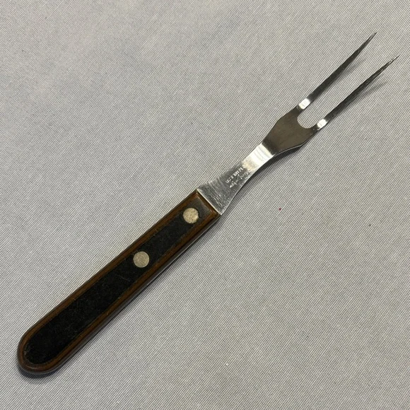 Vintage, Shur-Edge, Stainless Steel Meat Fork with Wood Handle