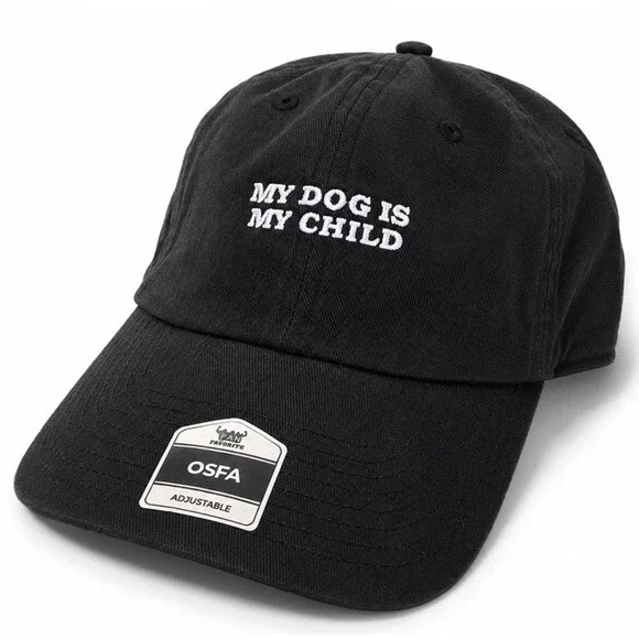 My Dog Is My Child Black Dad Hat Cap OSFA Adjustable Embroidered Pet Lover NWT