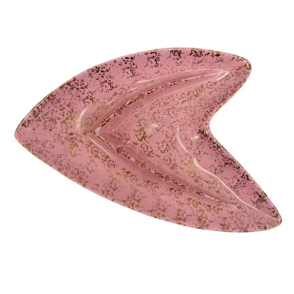 Shawnee Pottery Atomic Cosmic Pink Gold Boomerang Mid Century Ashtray