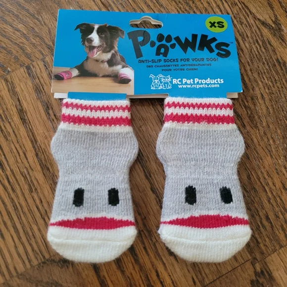 NEW XS sock monkey themed dog socks with grips