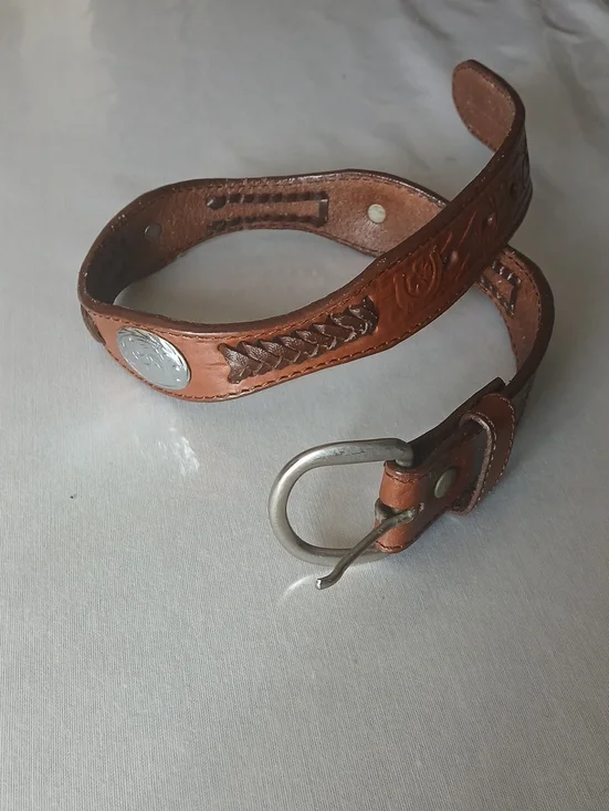 Kid's Brown Leather Braided Accent Belt