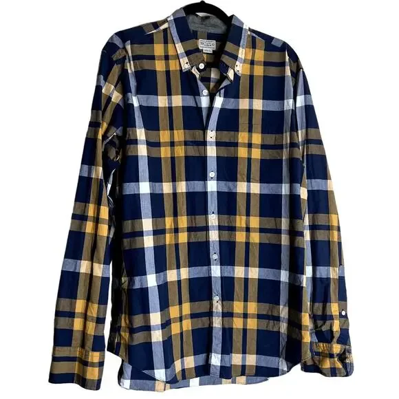 J. Crew Shirt Mens Large Multicolor Plaid Cotton Collar Button Down Long Sleeve
