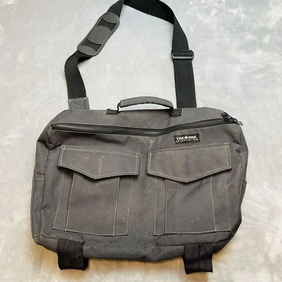 Yak Pak Brooklyn New York Crossbody Messenger Bag Dark Gray Laptop Computer